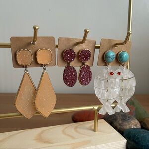 SUGARFIX by BaubleBar pierced dangle drop earrings set of 3